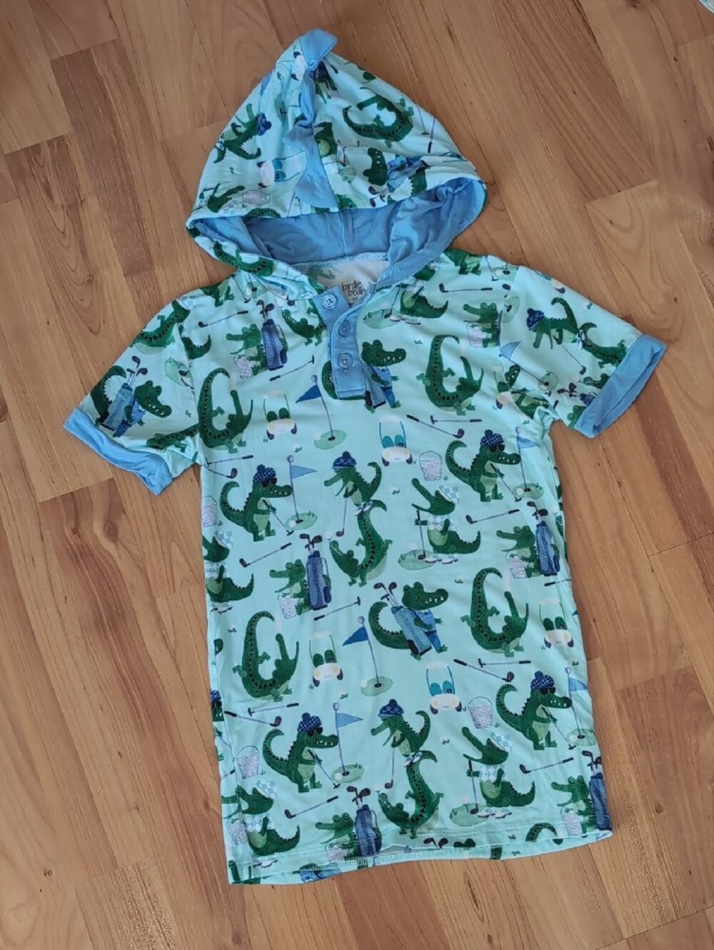 Birdie Bean Alligator Golf Palmer Hooded Shirt 8T Boys Girls